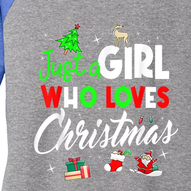 Just A Who Loves Christmas Meaningful Gift Women's Tri-Blend 3/4-Sleeve Raglan Shirt