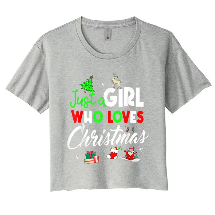 Just A Who Loves Christmas Meaningful Gift Women's Crop Top Tee