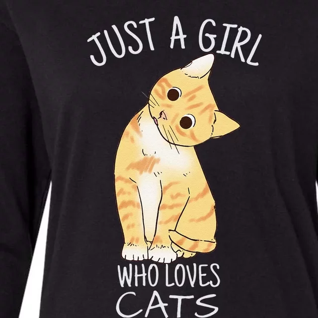 Just A Who Loves Cats Gift For Cat Lover Womens Cotton Relaxed Long Sleeve T-Shirt