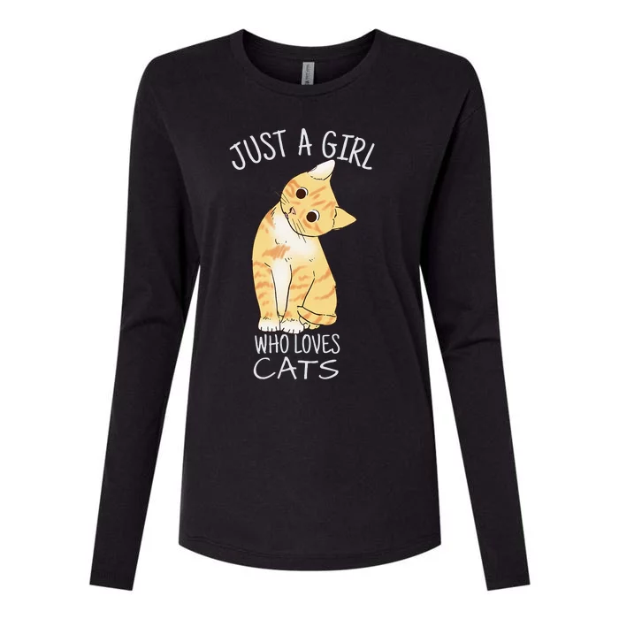 Just A Who Loves Cats Gift For Cat Lover Womens Cotton Relaxed Long Sleeve T-Shirt