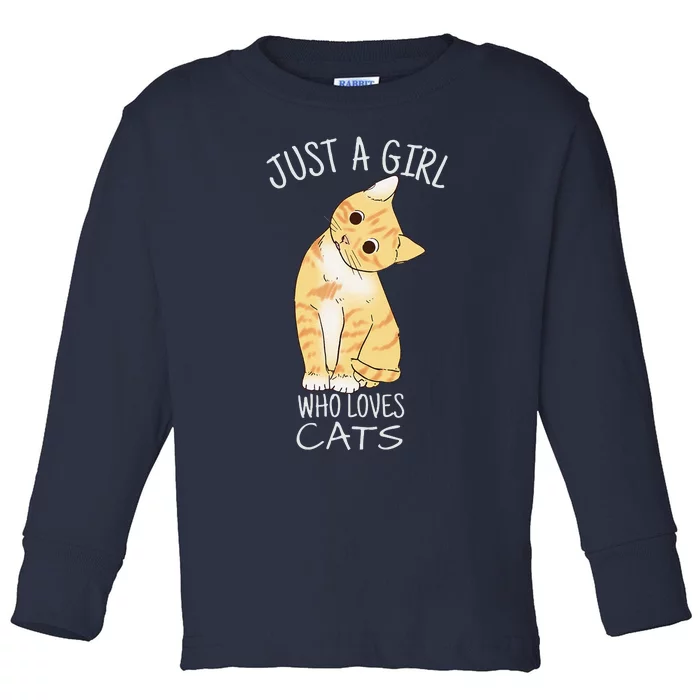 Just A Who Loves Cats Gift For Cat Lover Toddler Long Sleeve Shirt