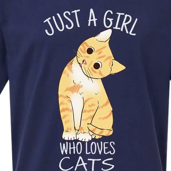 Just A Who Loves Cats Gift For Cat Lover Sueded Cloud Jersey T-Shirt