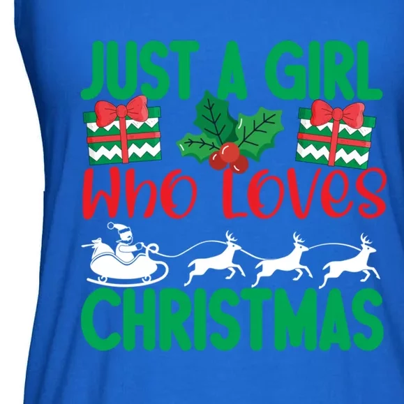 Just A Who Loves Christmas Funny Gift Ladies Essential Flowy Tank