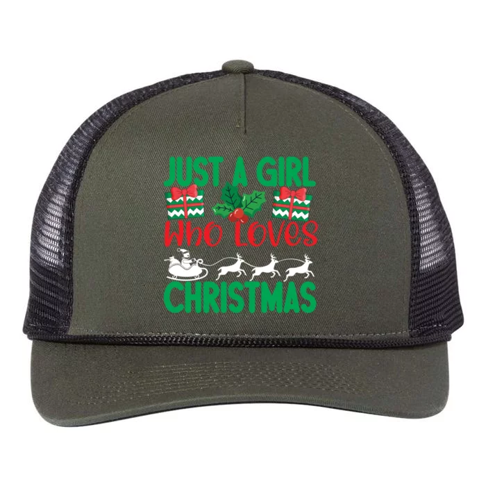 Just A Who Loves Christmas Funny Gift Retro Rope Trucker Hat Cap