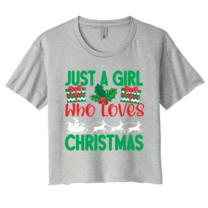 Just A Who Loves Christmas Funny Gift Women's Crop Top Tee