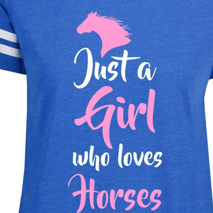 Just A Who Love Horses Horseback Riding Gift Meaningful Gift Enza Ladies Jersey Football T-Shirt