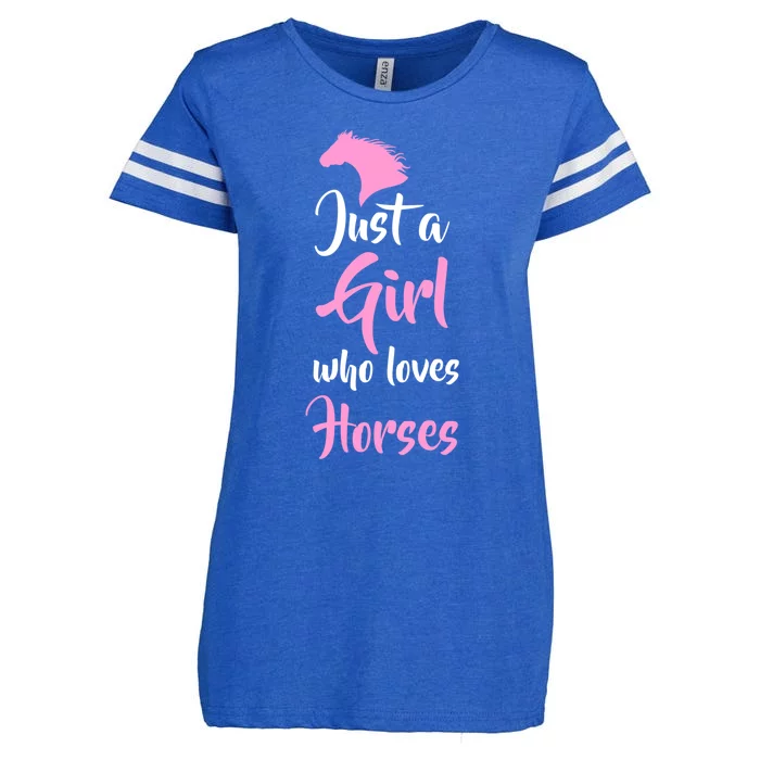 Just A Who Love Horses Horseback Riding Gift Meaningful Gift Enza Ladies Jersey Football T-Shirt