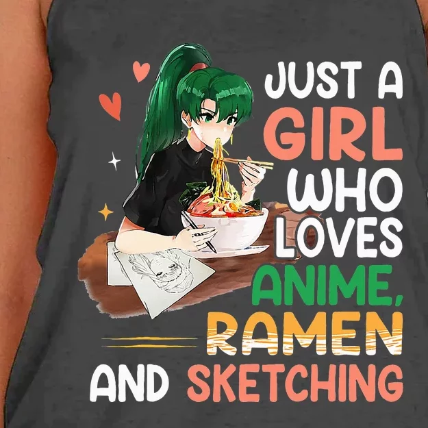 Just A  Who Loves Anime Ra And Sketching Japan Anime Women's Knotted Racerback Tank