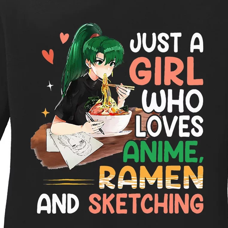 Just A  Who Loves Anime Ra And Sketching Japan Anime Ladies Long Sleeve Shirt