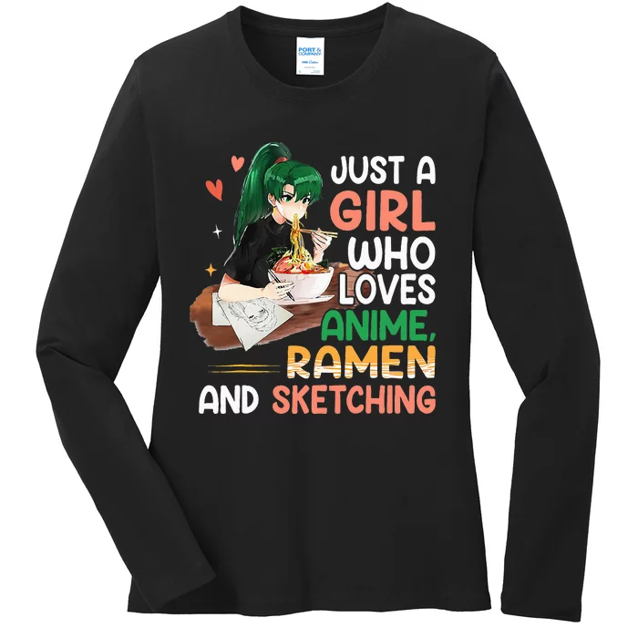 Just A  Who Loves Anime Ra And Sketching Japan Anime Ladies Long Sleeve Shirt