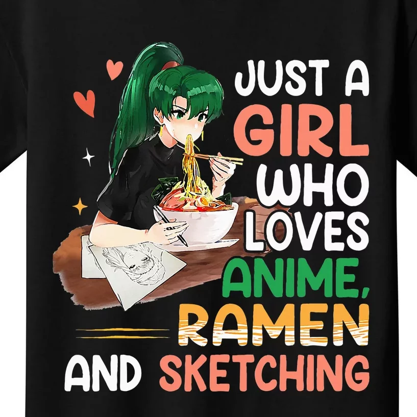 Just A  Who Loves Anime Ra And Sketching Japan Anime Kids T-Shirt