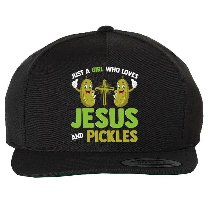 Just A Who Loves Jesus And Pickles Christian Pickles Wool Snapback Cap