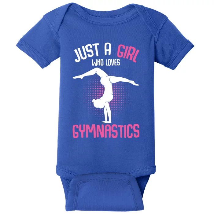 Just A Who Loves Gymnastics Gymnast Gift Baby Bodysuit