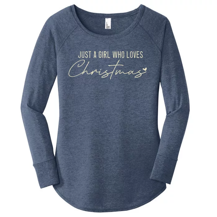 Just A Who Loves Christmas Xmas Gift Women's Perfect Tri Tunic Long Sleeve Shirt