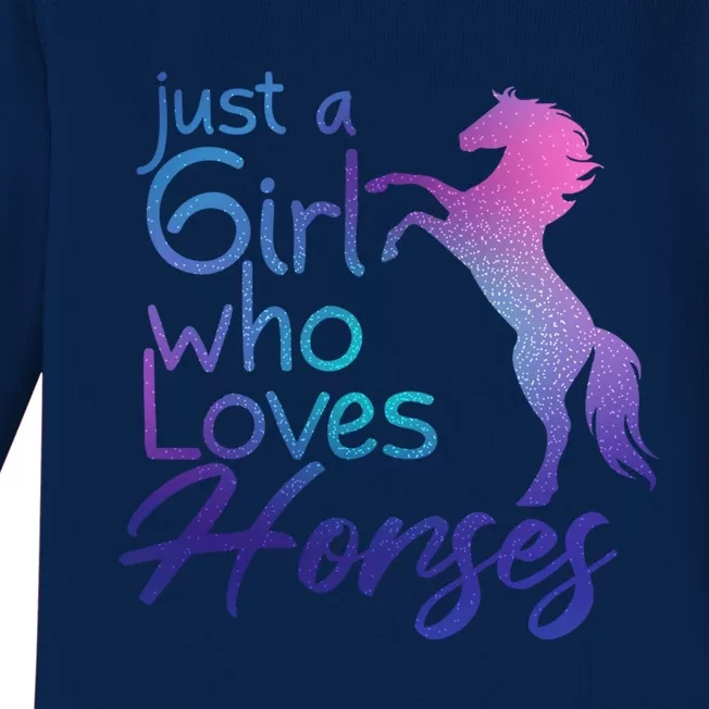 Just A Who Loves Horses Cute Horse Cute Gift Baby Long Sleeve Bodysuit