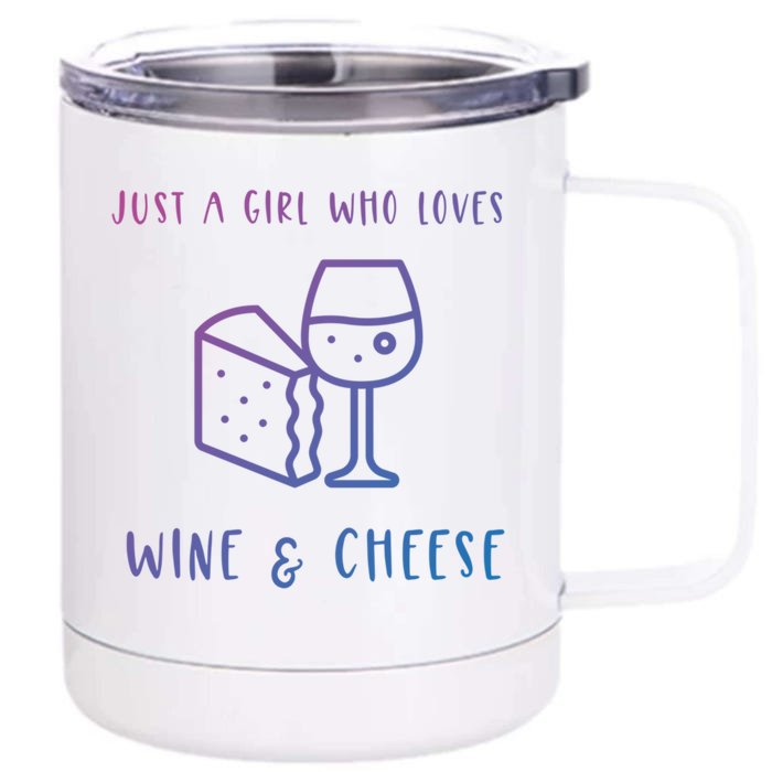 Just A Who Loves Wine And Cheese Charcuterie Foodie Cute Gift Front & Back 12oz Stainless Steel Tumbler Cup