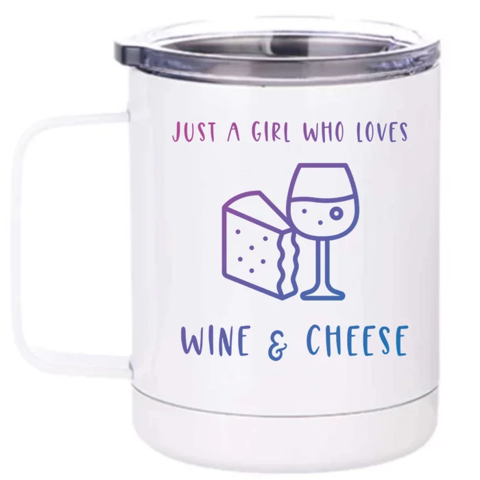 Just A Who Loves Wine And Cheese Charcuterie Foodie Cute Gift Front & Back 12oz Stainless Steel Tumbler Cup