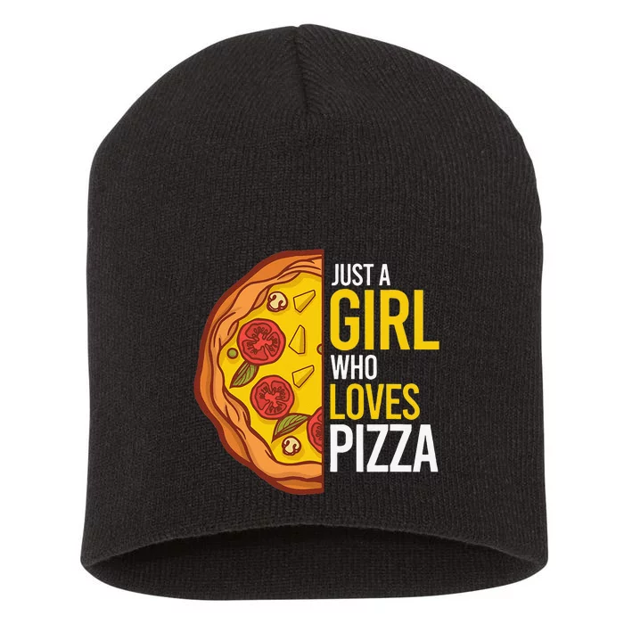 Just A  Who Loves Pizza Lover Funny Pizza foodie Short Acrylic Beanie