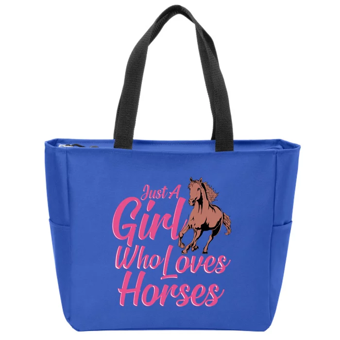 Just A Who Loves Horses Equestrian Horseback Riding Gift Zip Tote Bag