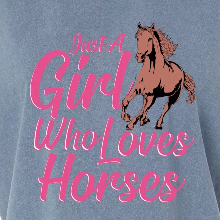 Just A Who Loves Horses Equestrian Horseback Riding Gift Garment-Dyed Women's Muscle Tee