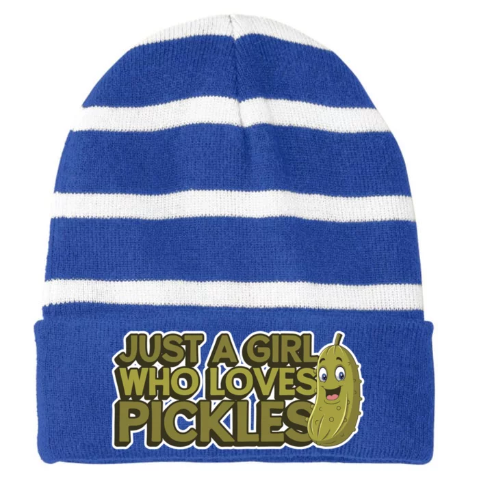 Just A Who Loves Pickles Cool Cucumbers Gift Striped Beanie with Solid Band