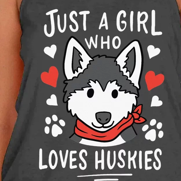 Just a Who Loves Huskies Gift Husky Dog Lover Women's Knotted Racerback Tank