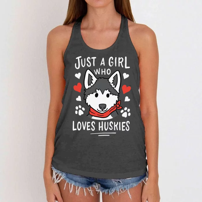 Just a Who Loves Huskies Gift Husky Dog Lover Women's Knotted Racerback Tank