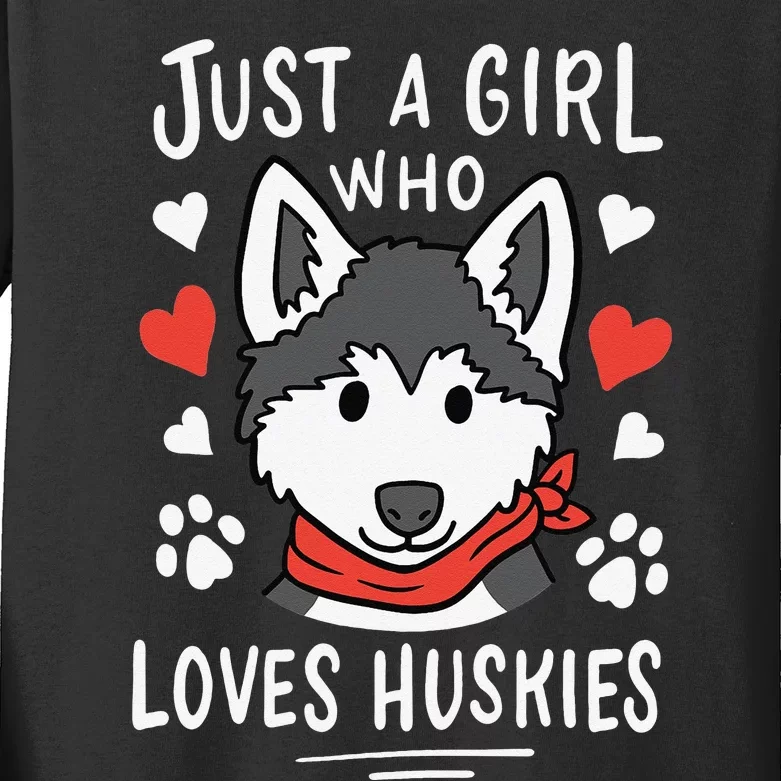 Just a Who Loves Huskies Gift Husky Dog Lover Kids Long Sleeve Shirt