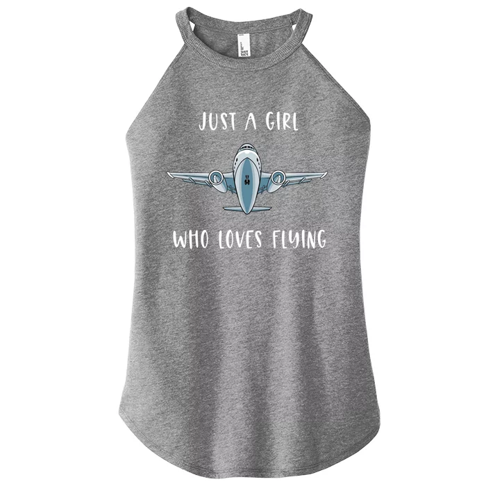 Just A Who Love Flying Female Pilot Aviation Airplane Meaningful Gift Women’s Perfect Tri Rocker Tank