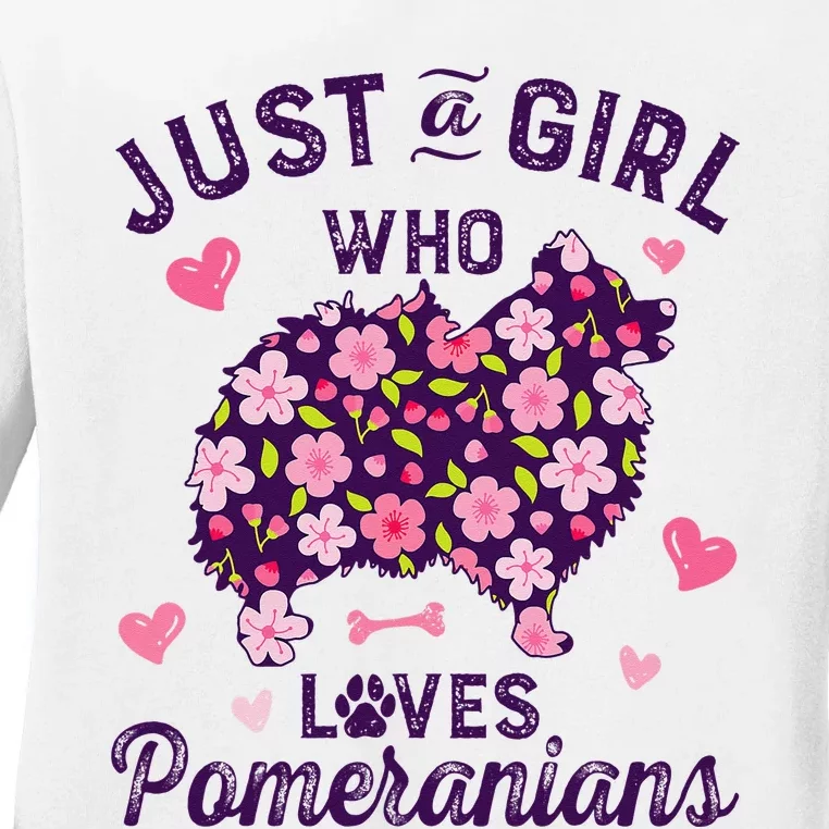 Just a Who Loves Pomeranian Gift For Dog Lover Ladies Long Sleeve Shirt