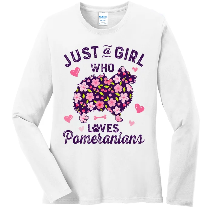 Just a Who Loves Pomeranian Gift For Dog Lover Ladies Long Sleeve Shirt