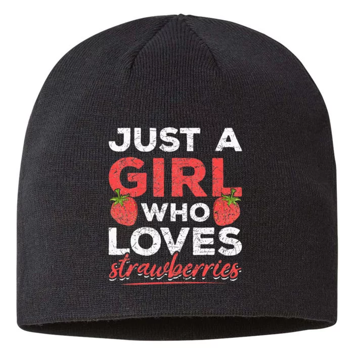 Just A  Who Loves Strawberries Red Berry Strawberry 8 1/2in Sustainable Knit Beanie