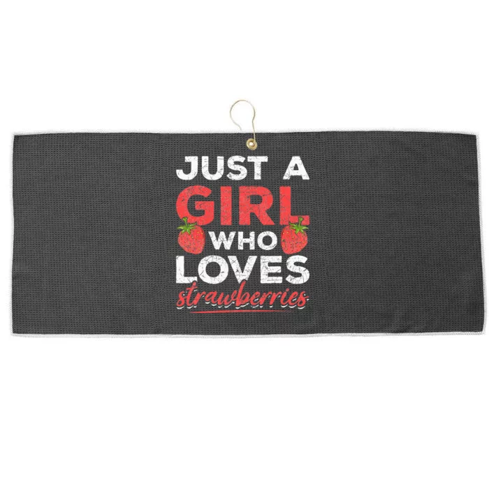 Just A  Who Loves Strawberries Red Berry Strawberry Large Microfiber Waffle Golf Towel