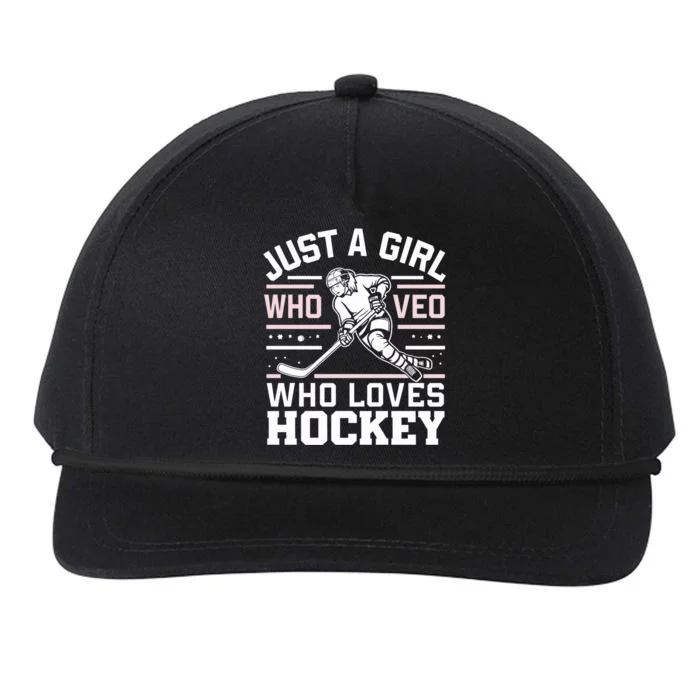 Just A Who Loves Hockey Funny Hockey Player Lover Gift Snapback Five-Panel Rope Hat