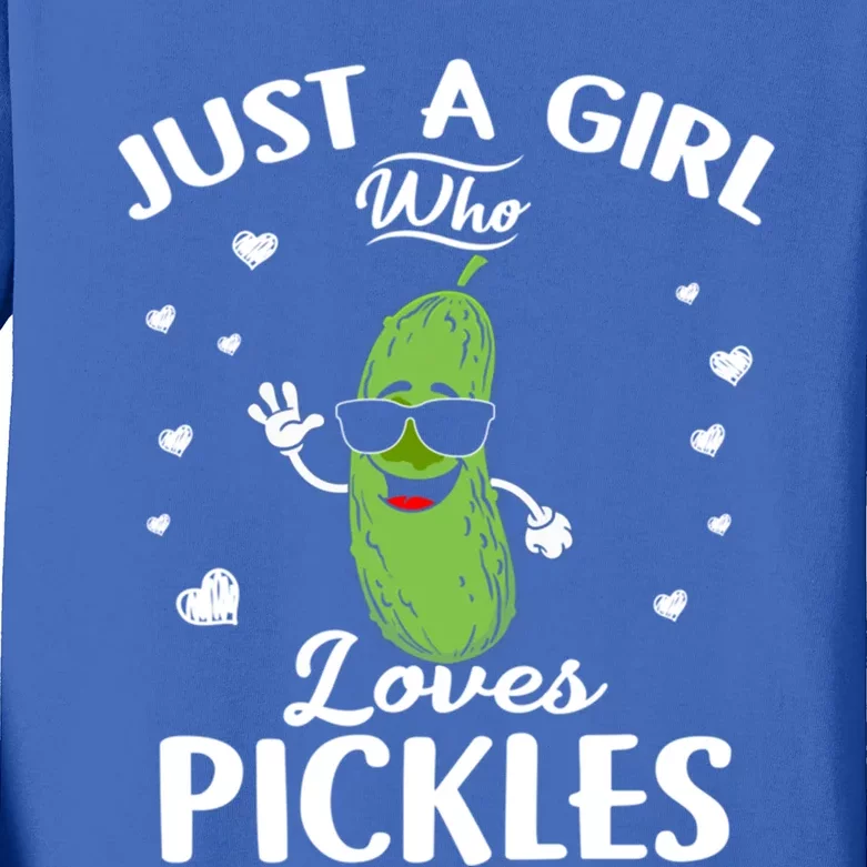 Just A Who Loves Pickles Gift For Pickles Lover Kids Long Sleeve Shirt