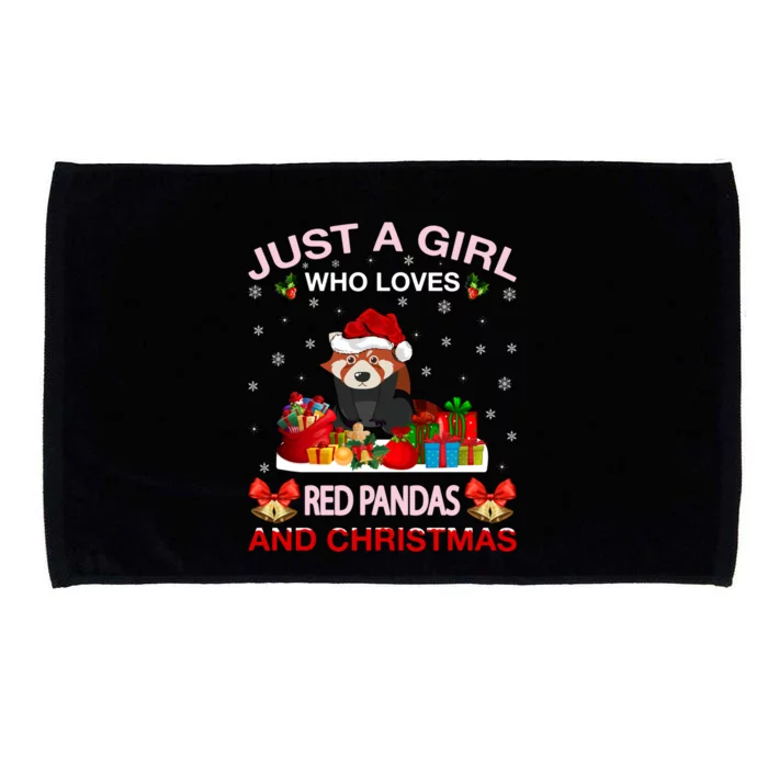 Just A Who Loves Red Pandas And Christmas Meaningful Gift Microfiber Hand Towel