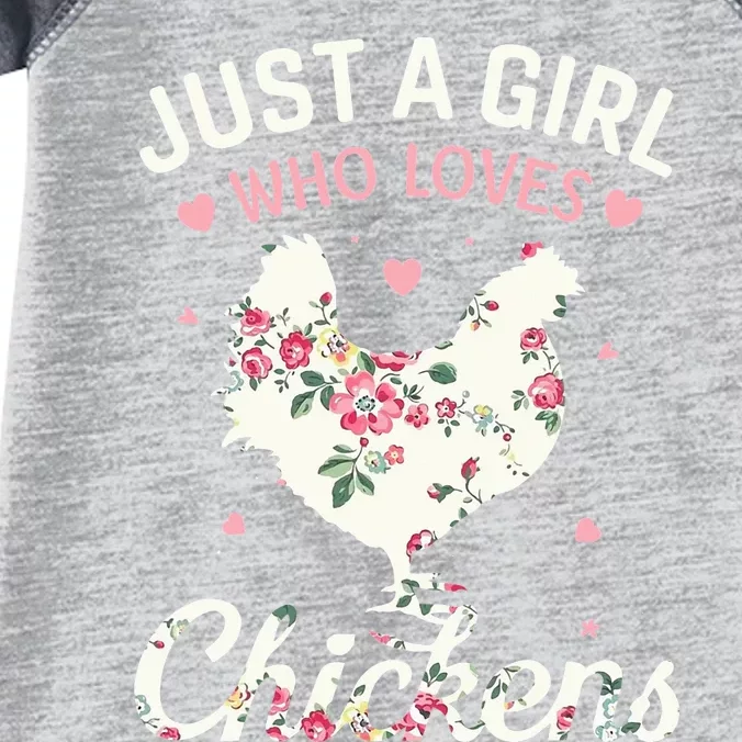 Just A Who Loves Chickens Floral Farmer Gifts Infant Baby Jersey Bodysuit