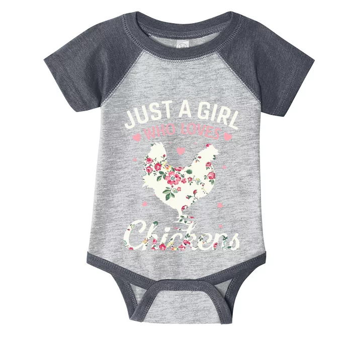 Just A Who Loves Chickens Floral Farmer Gifts Infant Baby Jersey Bodysuit