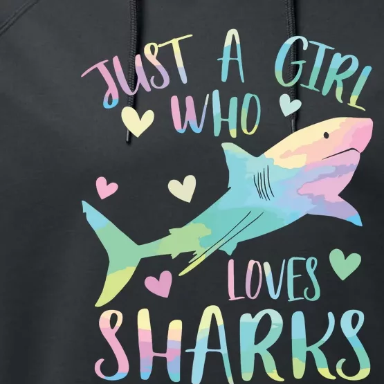 Just A Who Loves Sharks Cute Shark Lover Themed Performance Fleece Hoodie