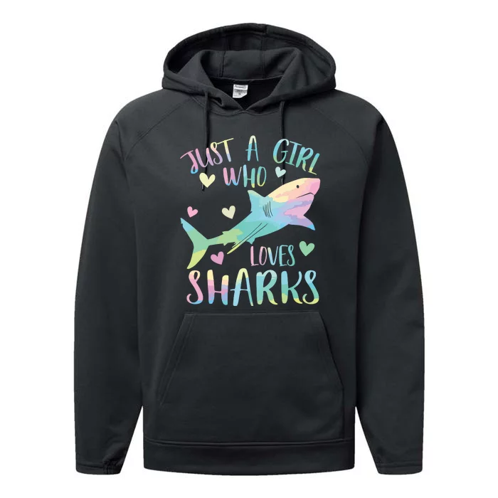 Just A Who Loves Sharks Cute Shark Lover Themed Performance Fleece Hoodie