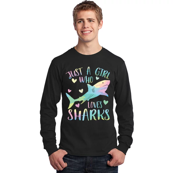 Just A Who Loves Sharks Cute Shark Lover Themed Long Sleeve Shirt