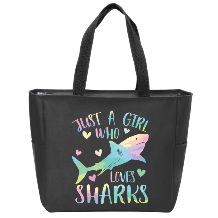 Just A Who Loves Sharks Cute Shark Lover Themed Zip Tote Bag