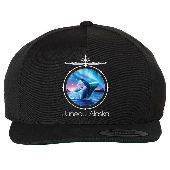 Juneau Alaska Whale Watching Aurora Borealis Souvenir Gift Wool Snapback Cap