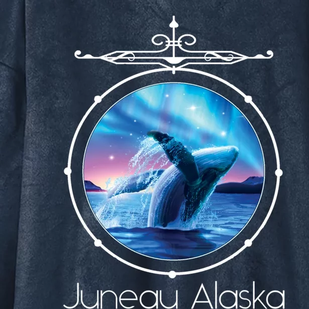 Juneau Alaska Whale Watching Aurora Borealis Souvenir Gift Hooded Wearable Blanket