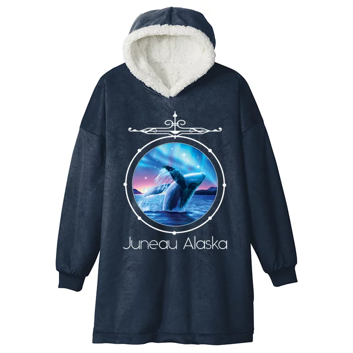 Juneau Alaska Whale Watching Aurora Borealis Souvenir Gift Hooded Wearable Blanket