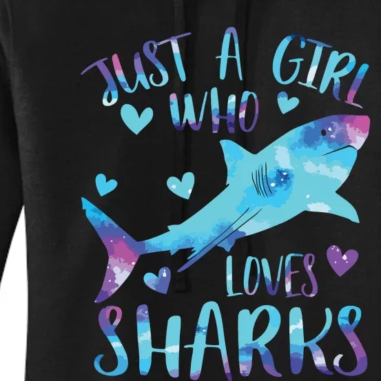 Just A Who Loves Sharks Galaxy Shark Lover Theme Women's Pullover Hoodie