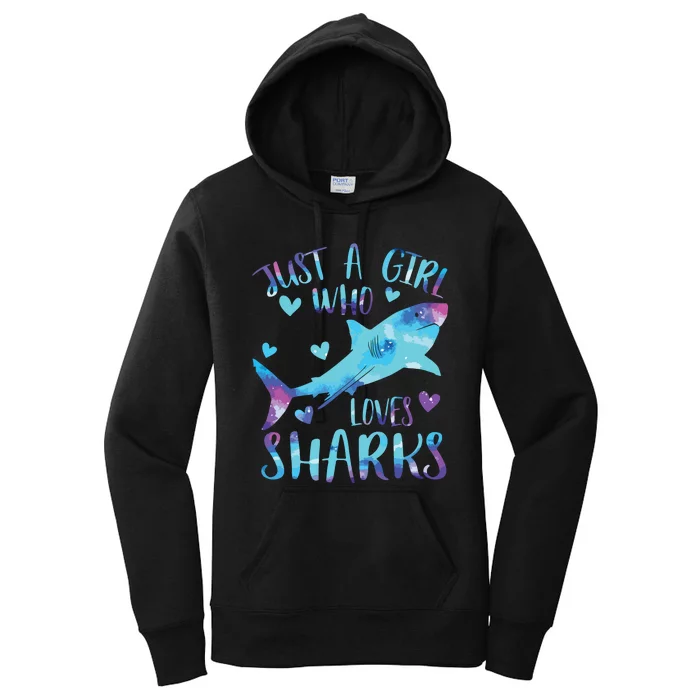 Just A Who Loves Sharks Galaxy Shark Lover Theme Women's Pullover Hoodie