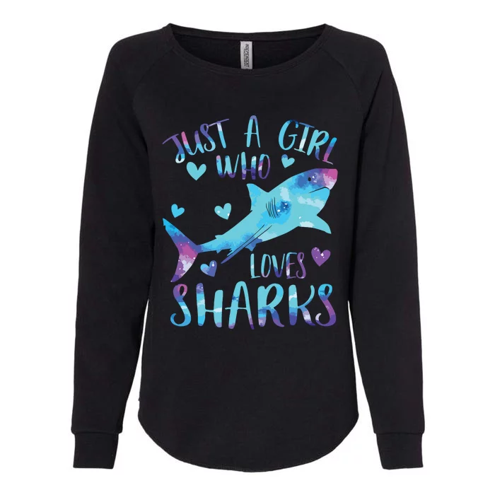 Just A Who Loves Sharks Galaxy Shark Lover Theme Womens California Wash Sweatshirt