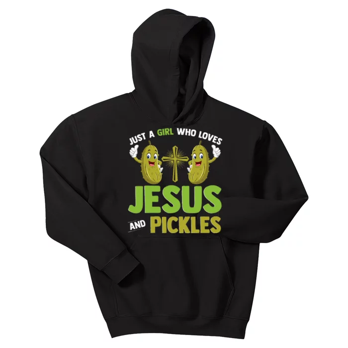 Just A Who Loves Jesus And Pickles Christian Pickles Kids Hoodie