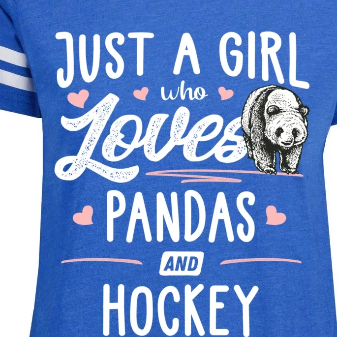 Just A Who Loves Pandas And Hockey Gift Gift Enza Ladies Jersey Football T-Shirt